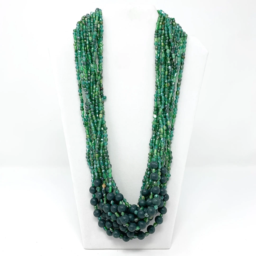 Mardi Gras Spot 27" Green Glass Bead Necklace (Dozen) Beads 3 Mardi Gras Spot 27" Green Glass Bead Necklace (Dozen) Beads