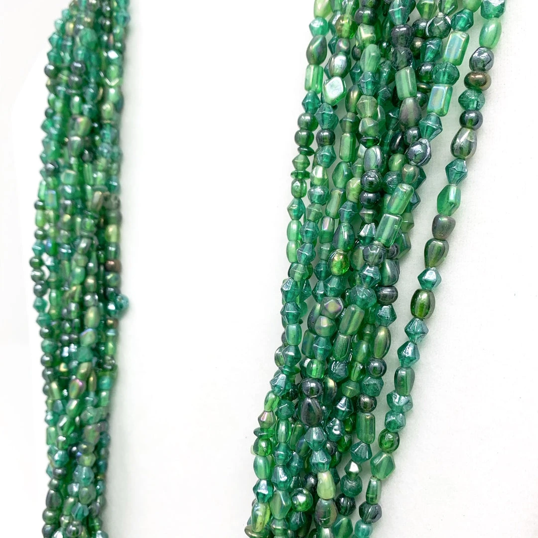 Mardi Gras Spot 27" Green Glass Bead Necklace (Dozen) Beads 6 Mardi Gras Spot 27" Green Glass Bead Necklace (Dozen) Beads