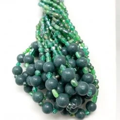 Mardi Gras Spot 27" Green Glass Bead Necklace (Dozen) Beads 14 Mardi Gras Spot 27