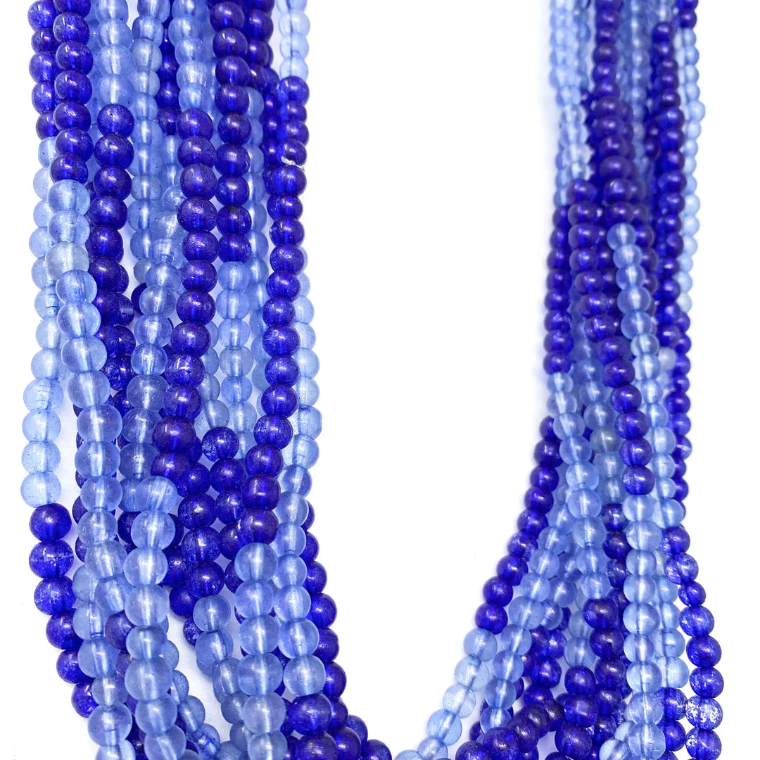 Mardi Gras Spot 27" Blue Glass Bead Necklace (Dozen) 5 Mardi Gras Spot 27" Blue Glass Bead Necklace (Dozen)