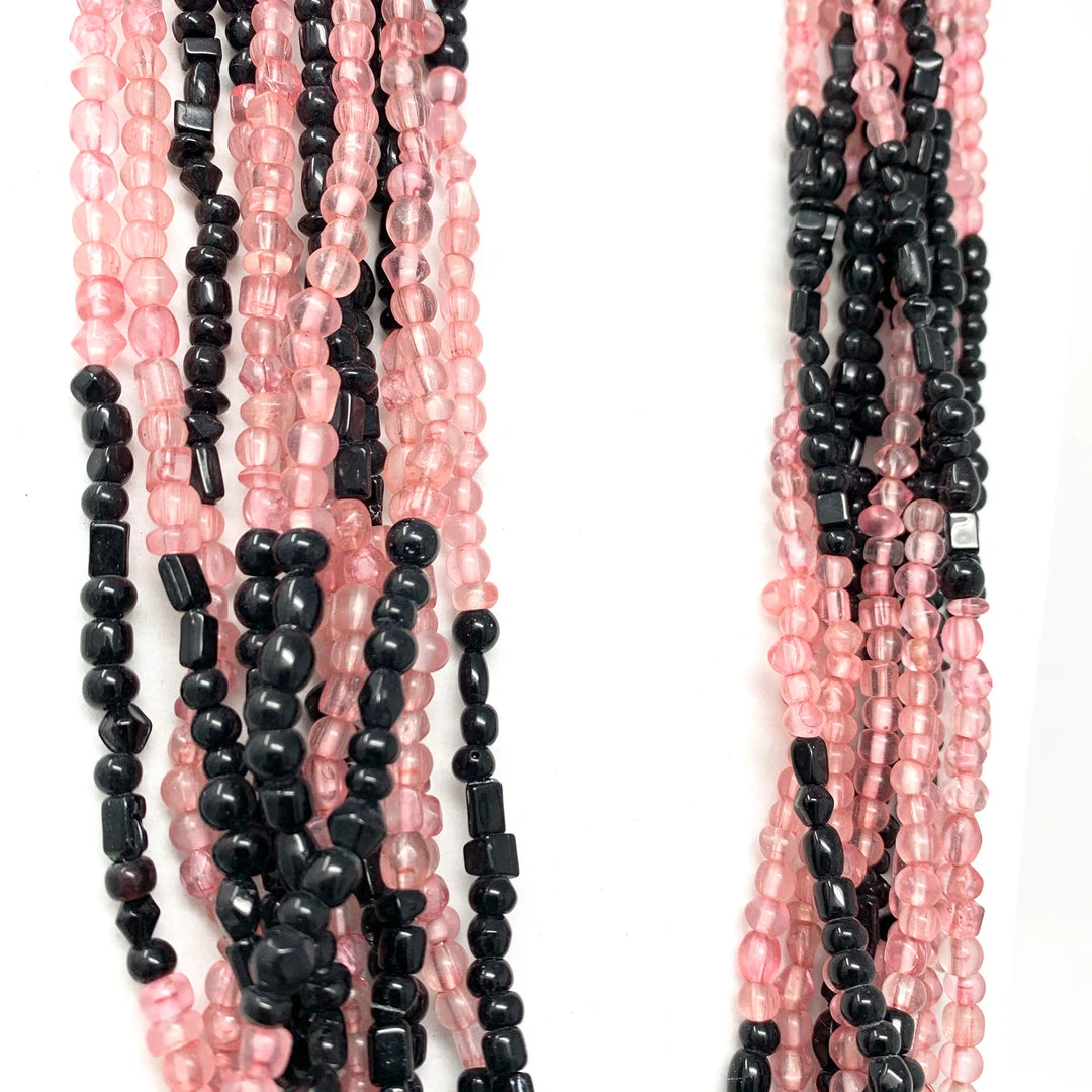 Mardi Gras Spot 27" Black And Pink Glass Bead Necklace (Dozen) Beads 5 Mardi Gras Spot 27" Black And Pink Glass Bead Necklace (Dozen) Beads
