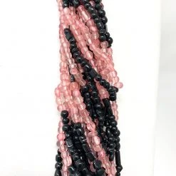 Mardi Gras Spot 27" Black And Pink Glass Bead Necklace (Dozen) Beads 11 Mardi Gras Spot 27
