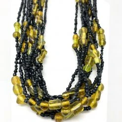 Mardi Gras Spot 27" Black And Golden Glass Bead Necklace (Dozen)