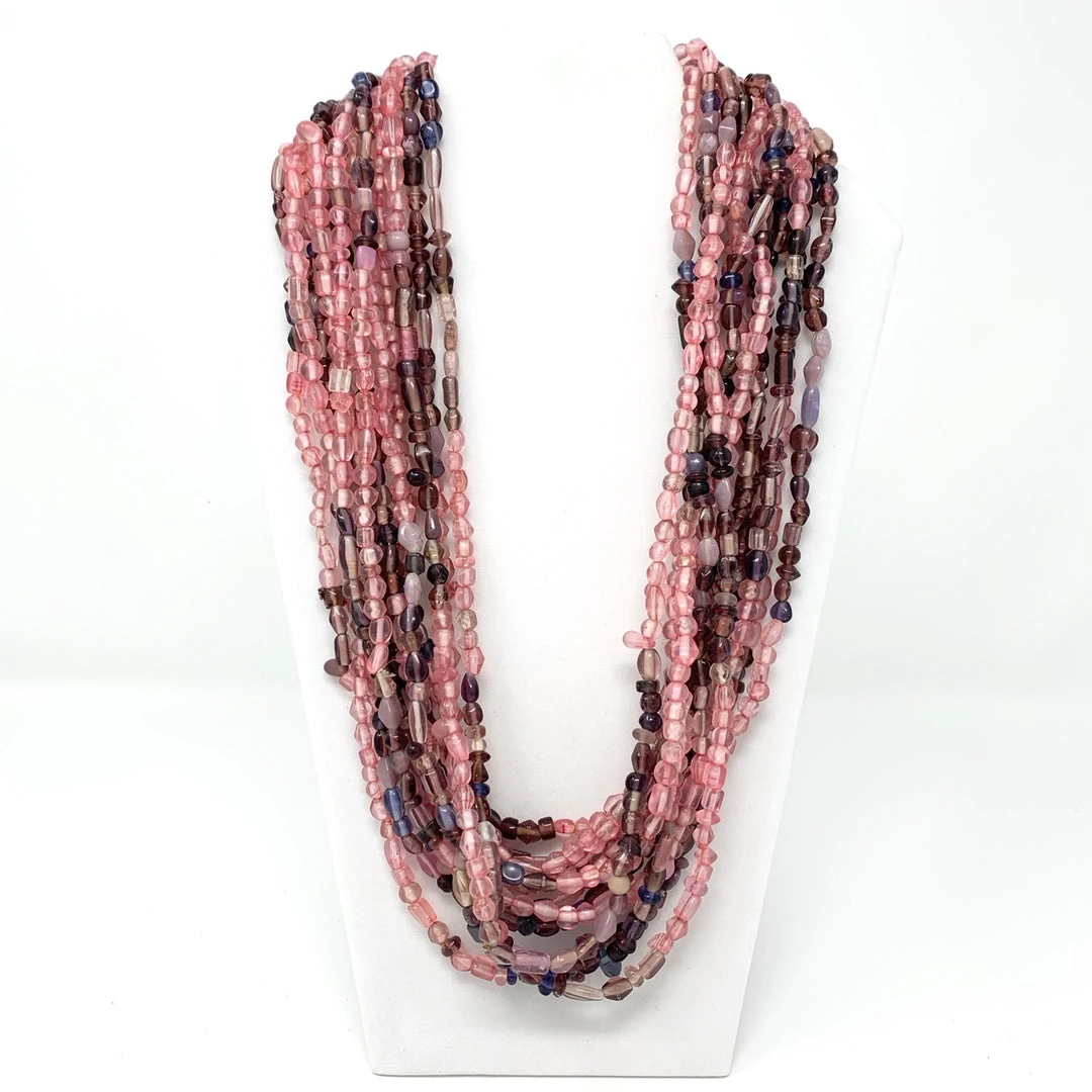Mardi Gras Spot 27" Rose/Purple Glass Bead Necklace (Dozen) Beads 3 Mardi Gras Spot 27" Rose/Purple Glass Bead Necklace (Dozen) Beads