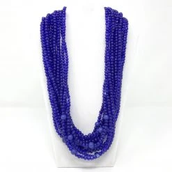 Mardi Gras Spot 27" Royal Blue Glass Bead Necklace (Dozen)