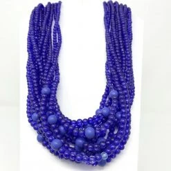 Mardi Gras Spot 27" Royal Blue Glass Bead Necklace (Dozen)
