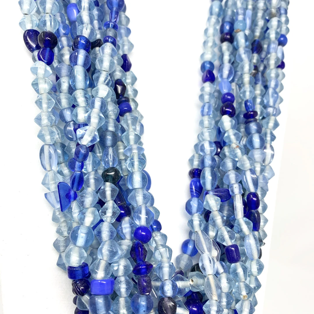 Mardi Gras Spot 27" Blue Glass Bead Necklace (Dozen) 5 Mardi Gras Spot 27" Blue Glass Bead Necklace (Dozen)