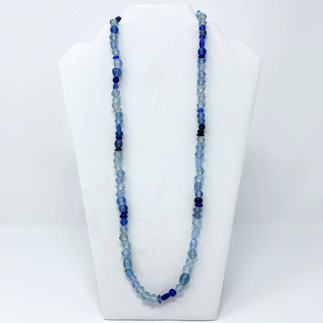 Mardi Gras Spot 27" Blue Glass Bead Necklace (Dozen) 6 Mardi Gras Spot 27" Blue Glass Bead Necklace (Dozen)