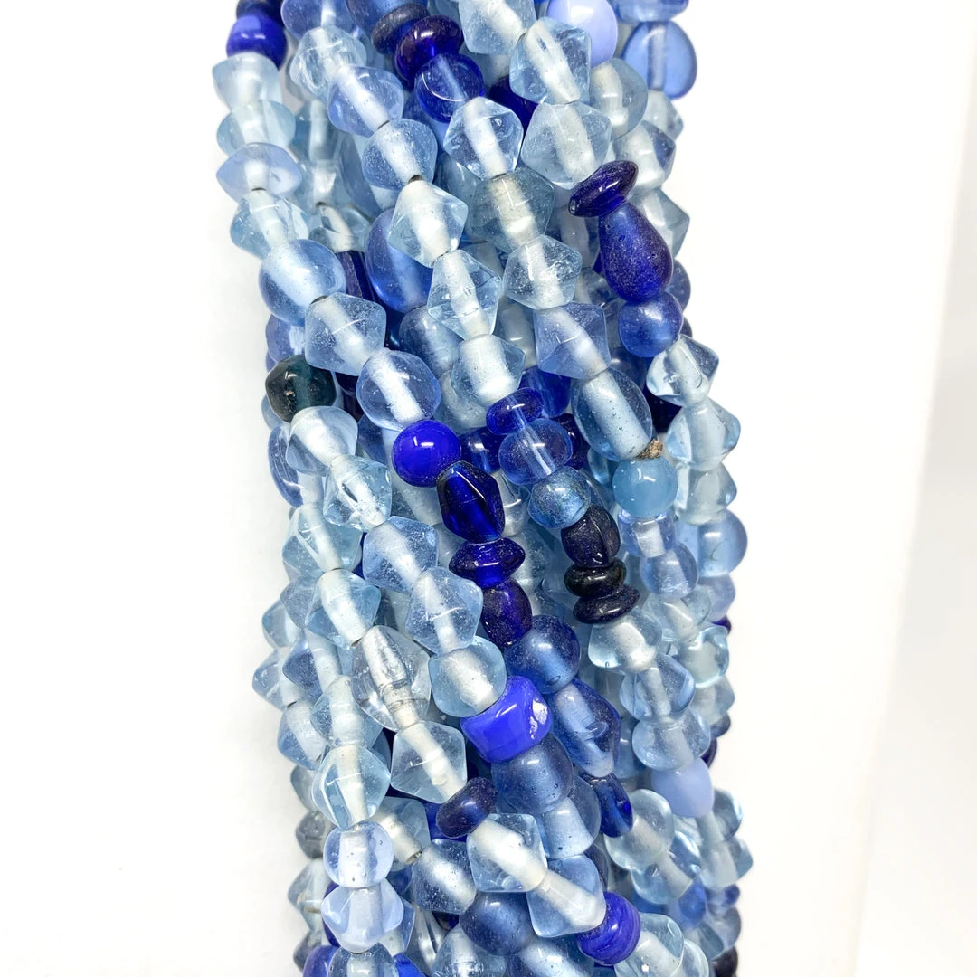 Mardi Gras Spot 27" Blue Glass Bead Necklace (Dozen) 7 Mardi Gras Spot 27" Blue Glass Bead Necklace (Dozen)