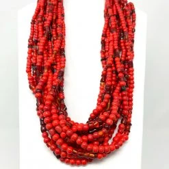 Mardi Gras Spot Beads 27" Red Glass Bead Necklace (Dozen)