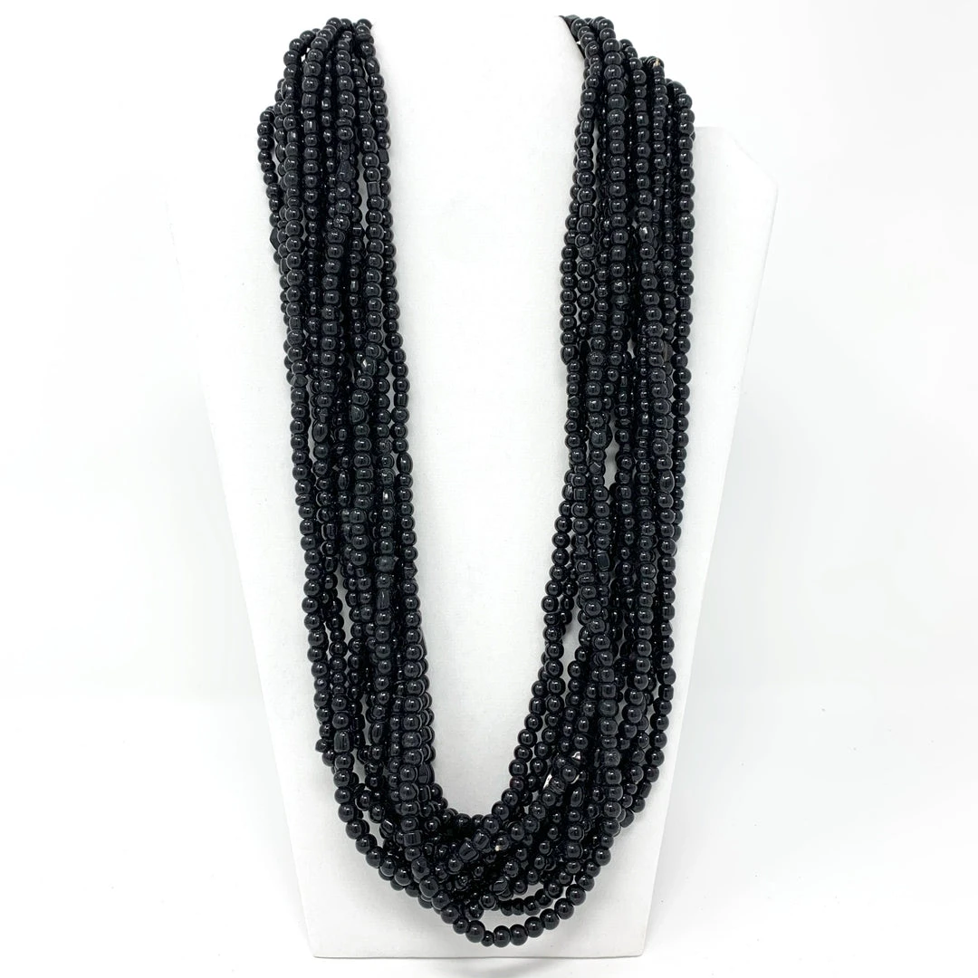 Mardi Gras Spot 27" Black Glass Bead Necklace (Dozen) Beads 3 Mardi Gras Spot 27" Black Glass Bead Necklace (Dozen) Beads