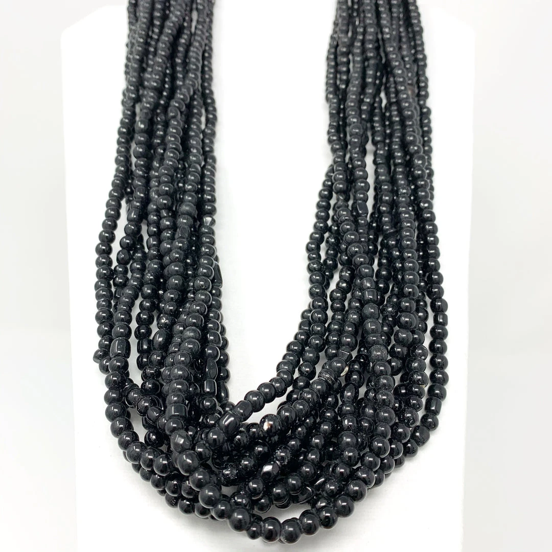 Mardi Gras Spot 27" Black Glass Bead Necklace (Dozen) Beads 4 Mardi Gras Spot 27" Black Glass Bead Necklace (Dozen) Beads
