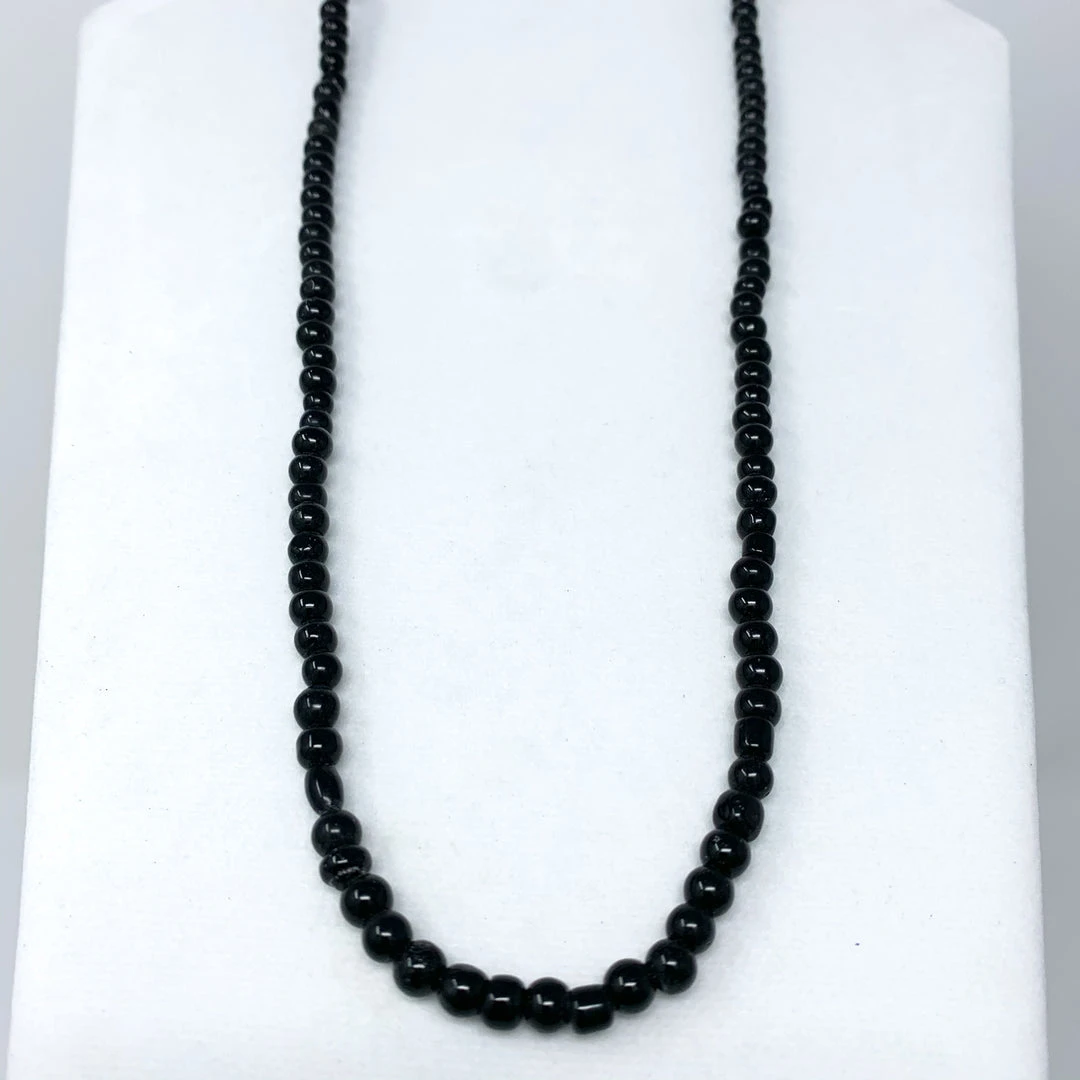 Mardi Gras Spot 27" Black Glass Bead Necklace (Dozen) Beads 6 Mardi Gras Spot 27" Black Glass Bead Necklace (Dozen) Beads