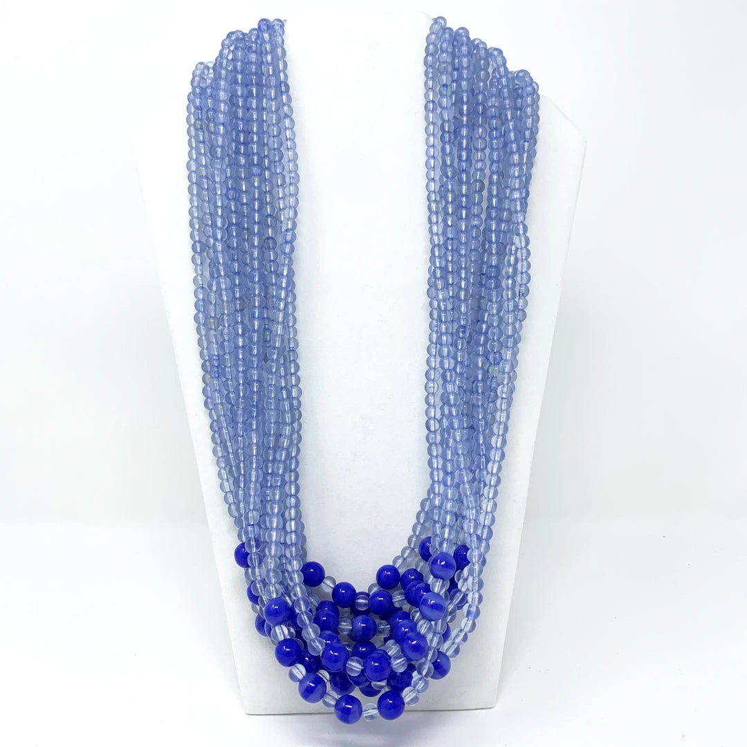 Mardi Gras Spot Beads 27" Clear/Light Blue Glass Bead Necklace (Dozen) 3 Mardi Gras Spot Beads 27" Clear/Light Blue Glass Bead Necklace (Dozen)