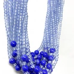 Mardi Gras Spot Beads 27" Clear/Light Blue Glass Bead Necklace (Dozen) 9 Mardi Gras Spot Beads 27