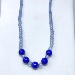 Mardi Gras Spot Beads 27" Clear/Light Blue Glass Bead Necklace (Dozen) 10 Mardi Gras Spot Beads 27