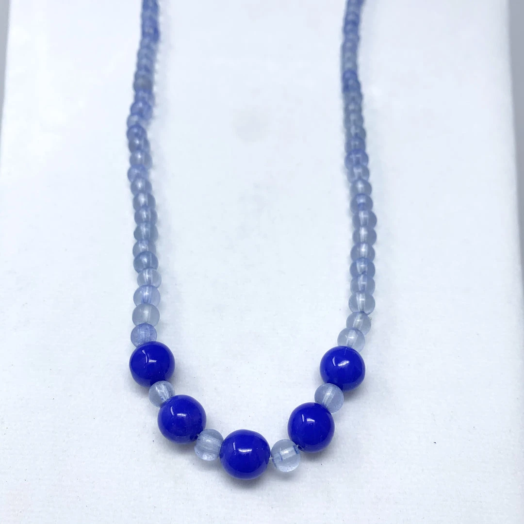 Mardi Gras Spot Beads 27" Clear/Light Blue Glass Bead Necklace (Dozen) 6 Mardi Gras Spot Beads 27" Clear/Light Blue Glass Bead Necklace (Dozen)