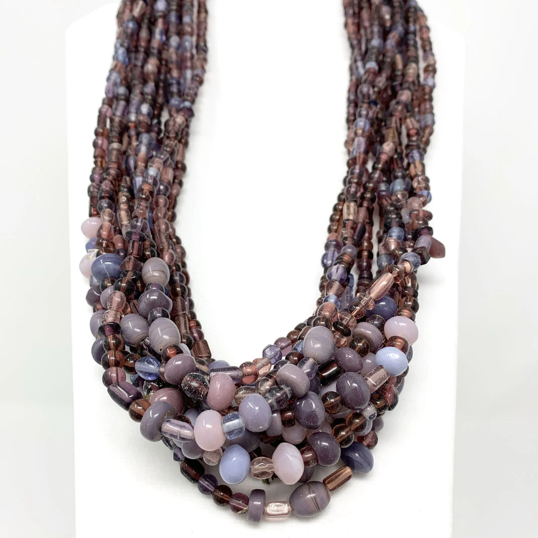 Mardi Gras Spot Beads 27" Purple Glass Bead Necklace (Dozen) 4 Mardi Gras Spot Beads 27" Purple Glass Bead Necklace (Dozen)