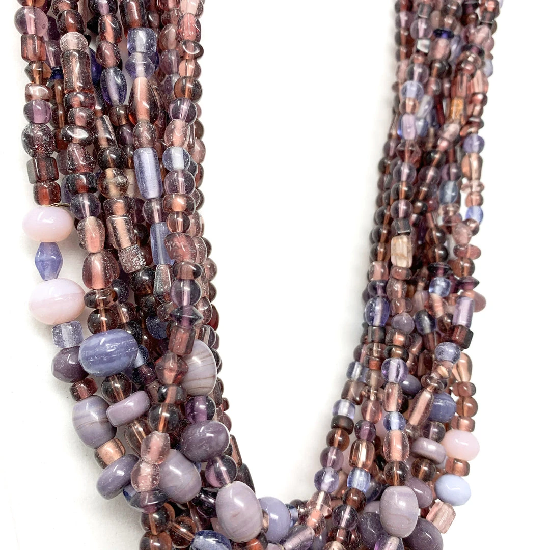 Mardi Gras Spot Beads 27" Purple Glass Bead Necklace (Dozen) 5 Mardi Gras Spot Beads 27" Purple Glass Bead Necklace (Dozen)