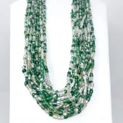 Mardi Gras Spot Beads 27" Clear/Green Glass Bead Necklace (Dozen)