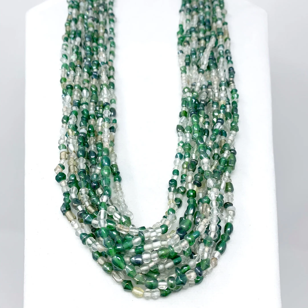 Mardi Gras Spot Beads 27" Clear/Green Glass Bead Necklace (Dozen) 4 Mardi Gras Spot Beads 27" Clear/Green Glass Bead Necklace (Dozen)