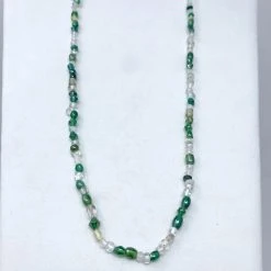 Mardi Gras Spot Beads 27" Clear/Green Glass Bead Necklace (Dozen) 10 Mardi Gras Spot Beads 27