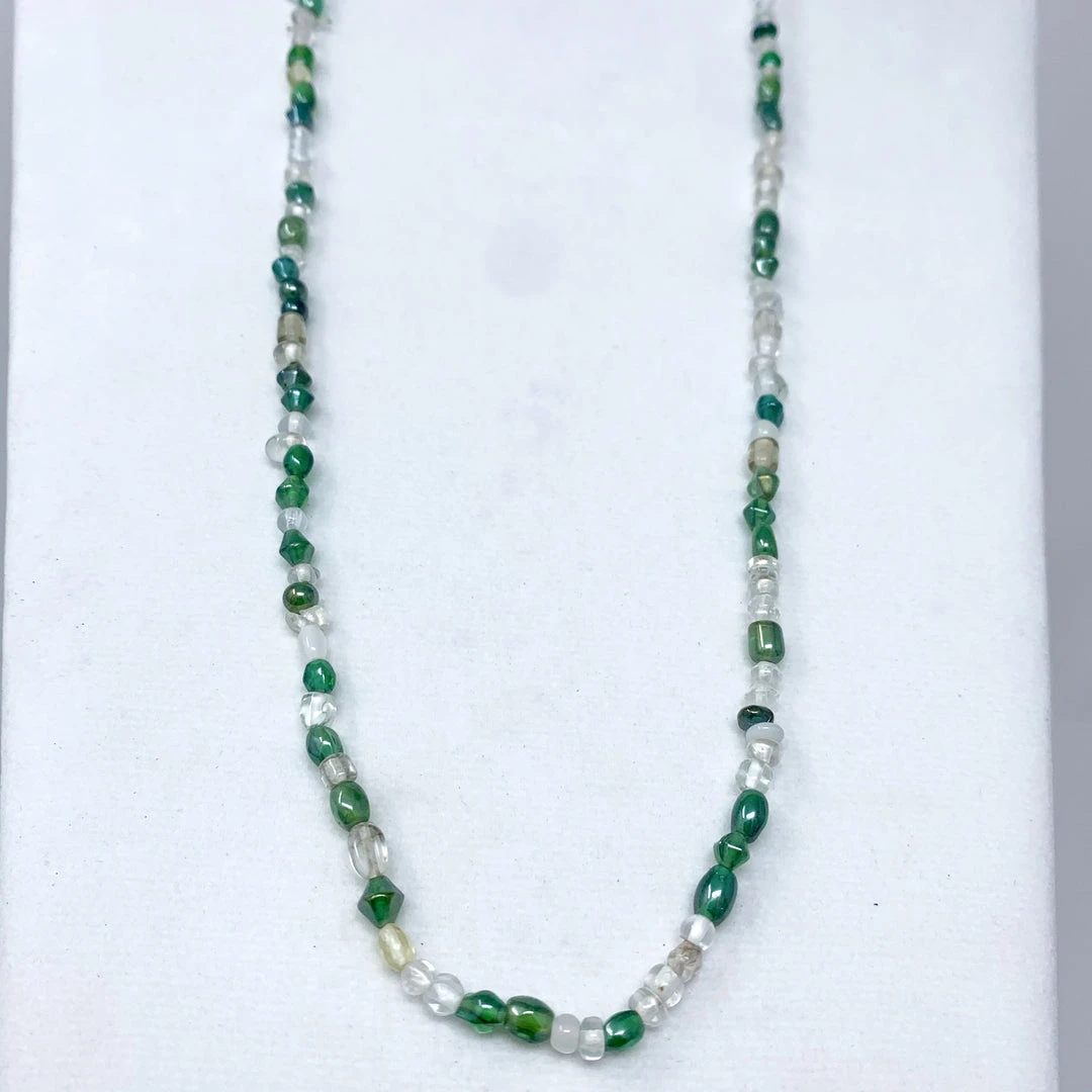 Mardi Gras Spot Beads 27" Clear/Green Glass Bead Necklace (Dozen) 6 Mardi Gras Spot Beads 27" Clear/Green Glass Bead Necklace (Dozen)