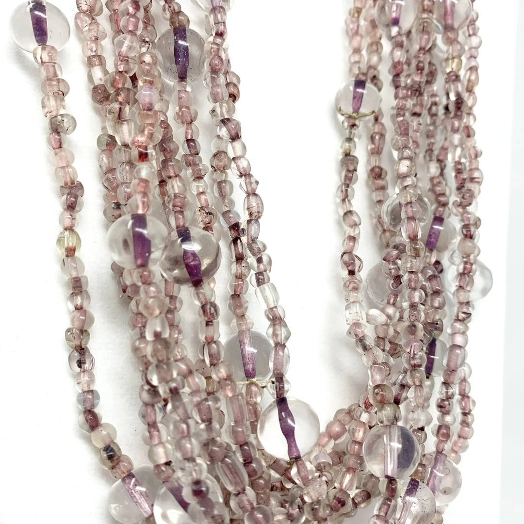 Mardi Gras Spot 27" Clear/Purple Glass Bead Necklace (Dozen) Beads Mardi Gras Spot 27" Clear/Purple Glass Bead Necklace (Dozen) Beads
