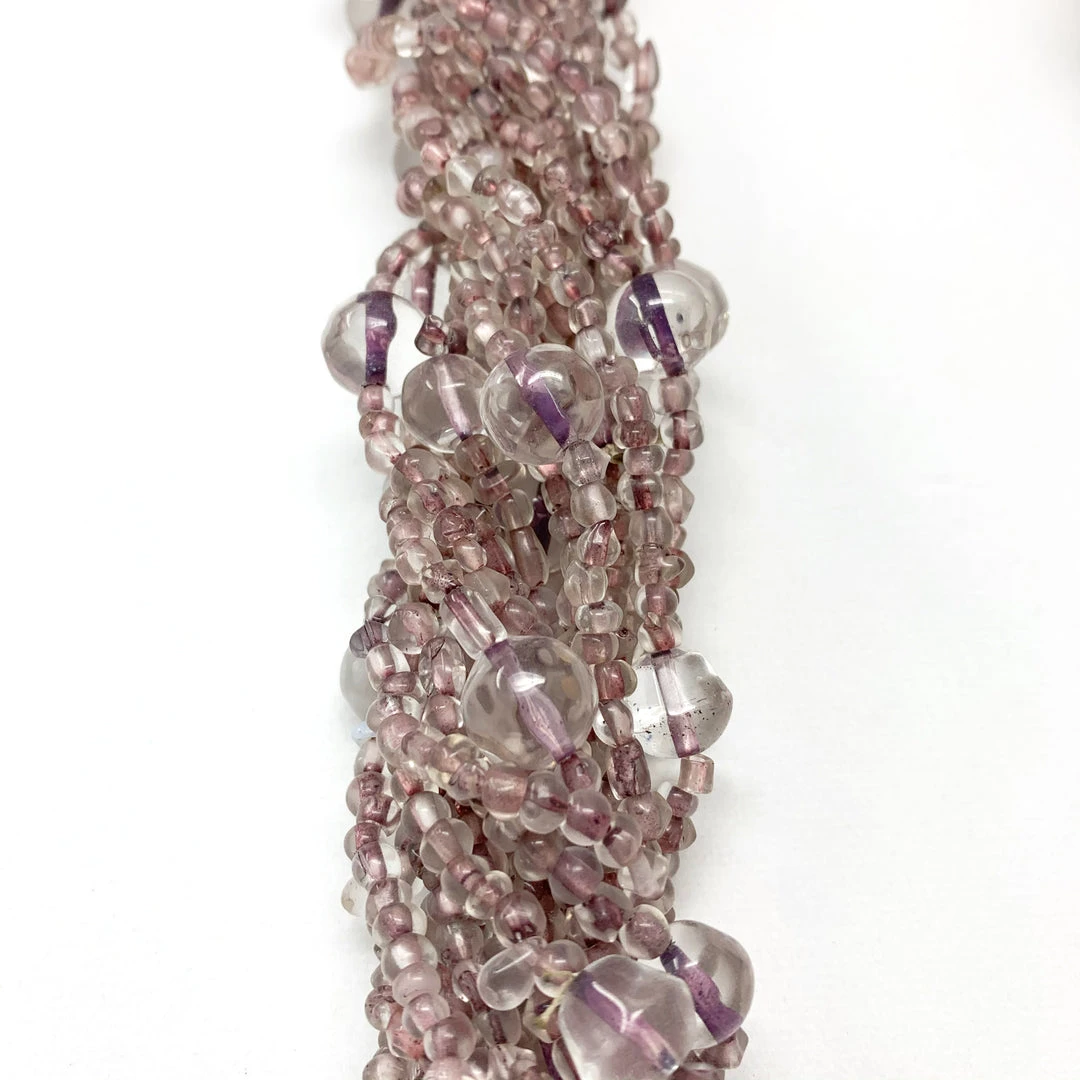 Mardi Gras Spot 27" Clear/Purple Glass Bead Necklace (Dozen) Beads Mardi Gras Spot 27" Clear/Purple Glass Bead Necklace (Dozen) Beads