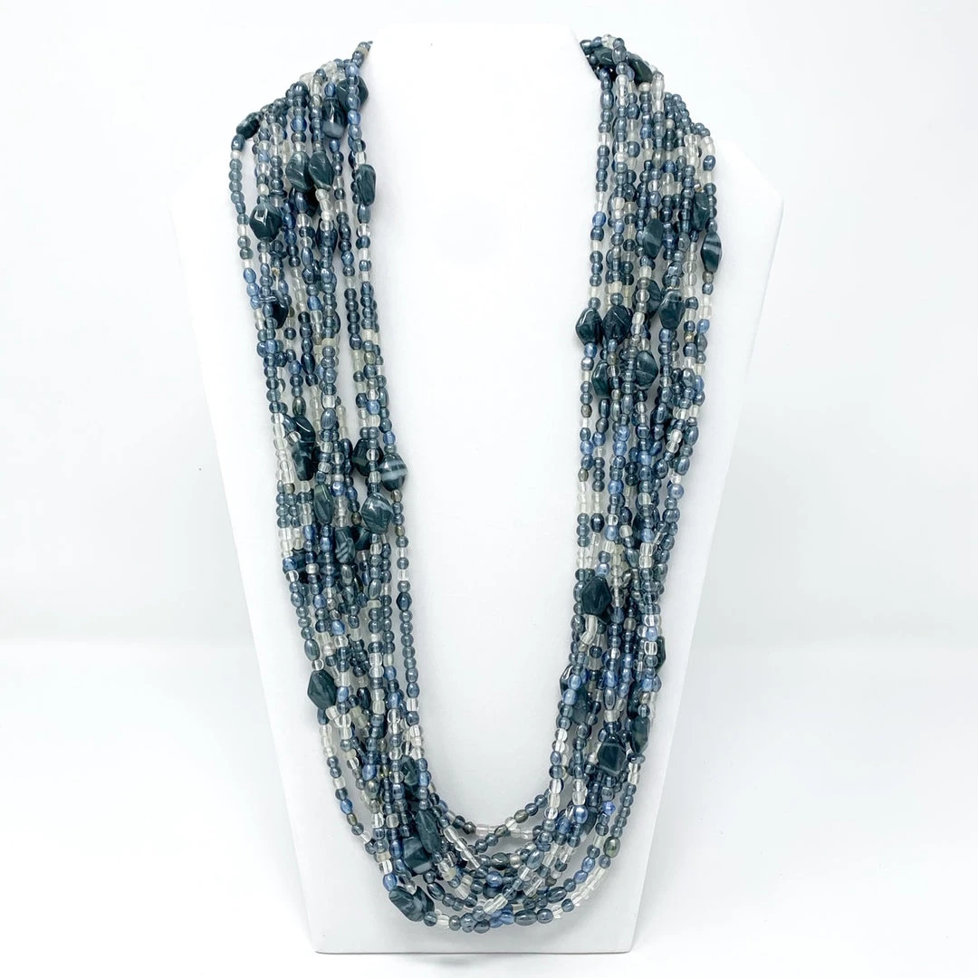 Mardi Gras Spot 27" Clear/Gray Glass Bead Necklace (Dozen) Mardi Gras Spot 27" Clear/Gray Glass Bead Necklace (Dozen)
