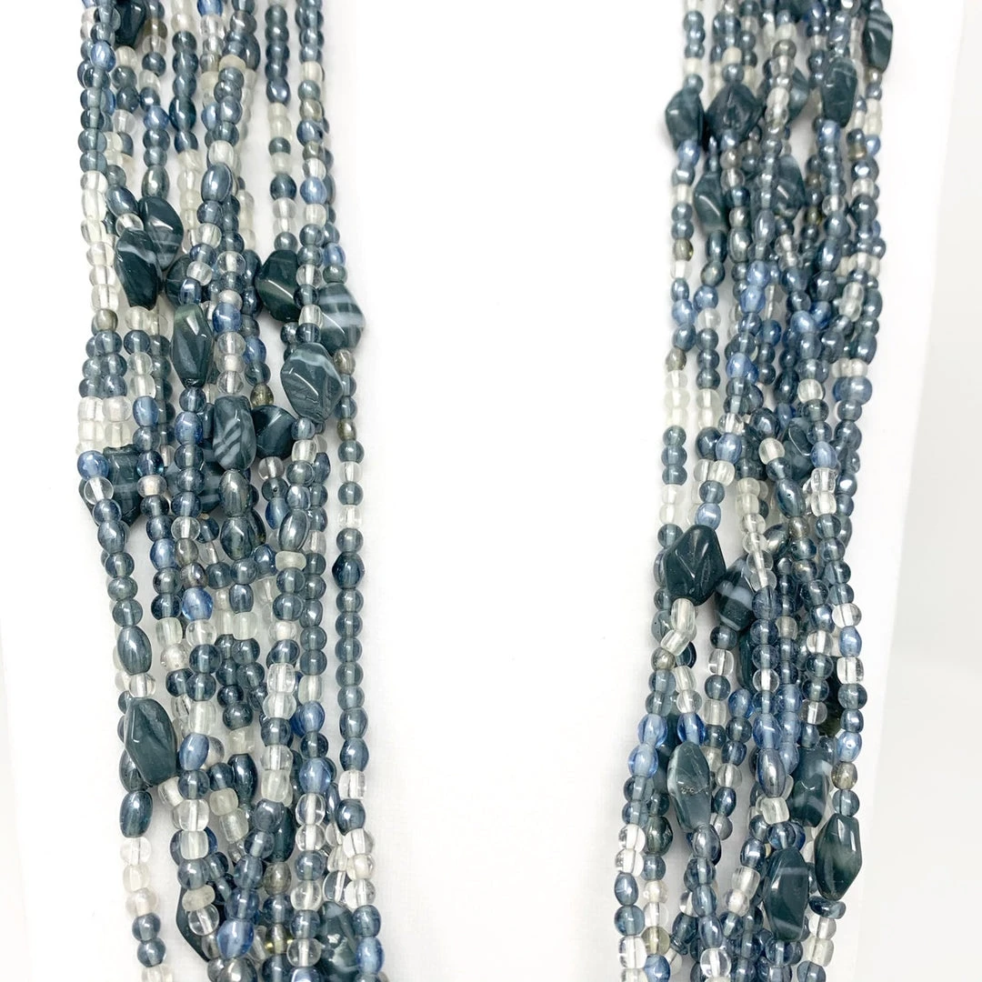 Mardi Gras Spot 27" Clear/Gray Glass Bead Necklace (Dozen) Mardi Gras Spot 27" Clear/Gray Glass Bead Necklace (Dozen)