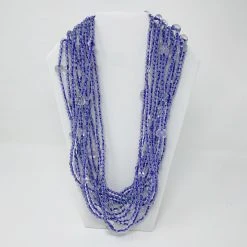 Mardi Gras Spot Beads 27" Clear/Purple Glass Bead Necklace (Dozen)