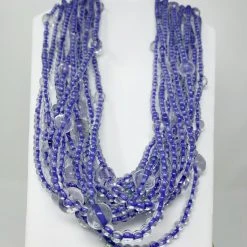 Mardi Gras Spot Beads 27" Clear/Purple Glass Bead Necklace (Dozen)