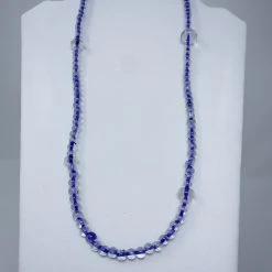 Mardi Gras Spot Beads 27" Clear/Purple Glass Bead Necklace (Dozen) 10 Mardi Gras Spot Beads 27
