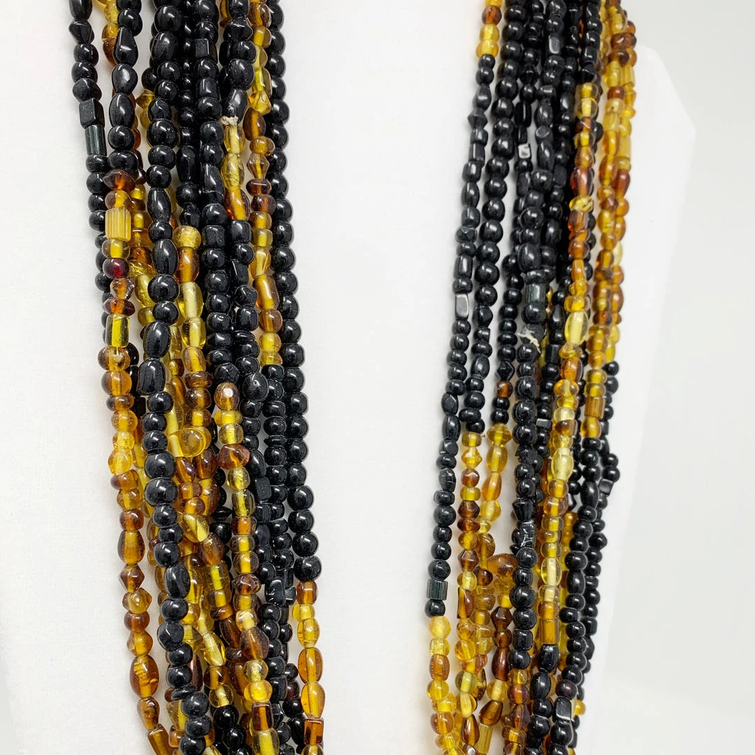 Mardi Gras Spot 27" Black And Golden Glass Bead Necklace (Dozen) Beads 5 Mardi Gras Spot 27" Black And Golden Glass Bead Necklace (Dozen) Beads