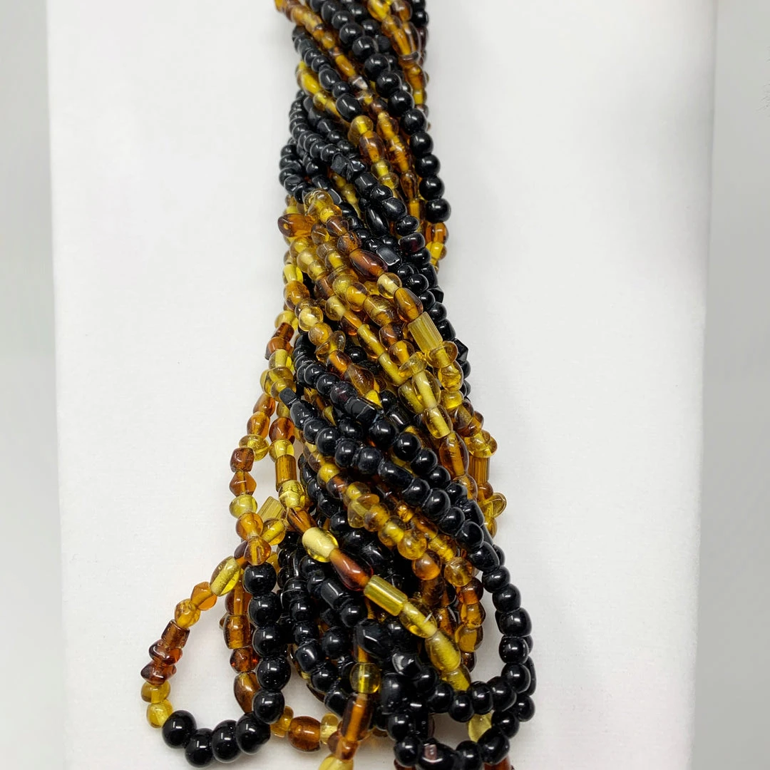 Mardi Gras Spot 27" Black And Golden Glass Bead Necklace (Dozen) Beads 7 Mardi Gras Spot 27" Black And Golden Glass Bead Necklace (Dozen) Beads