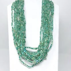 Mardi Gras Spot 27" Clear/Green Glass Bead Necklace (Dozen)
