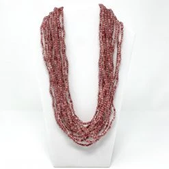 Mardi Gras Spot Beads 27" Clear/Red Glass Bead Necklace (Dozen)