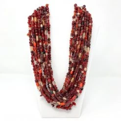 Mardi Gras Spot Beads 27" Clear/Red Glass Bead Necklace (Dozen)