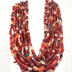 Mardi Gras Spot Beads 27" Clear/Red Glass Bead Necklace (Dozen)