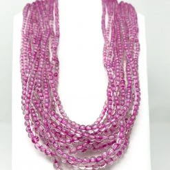 Mardi Gras Spot 27" Clear/Pink Glass Bead Necklace (Dozen) Beads 8 Mardi Gras Spot 27