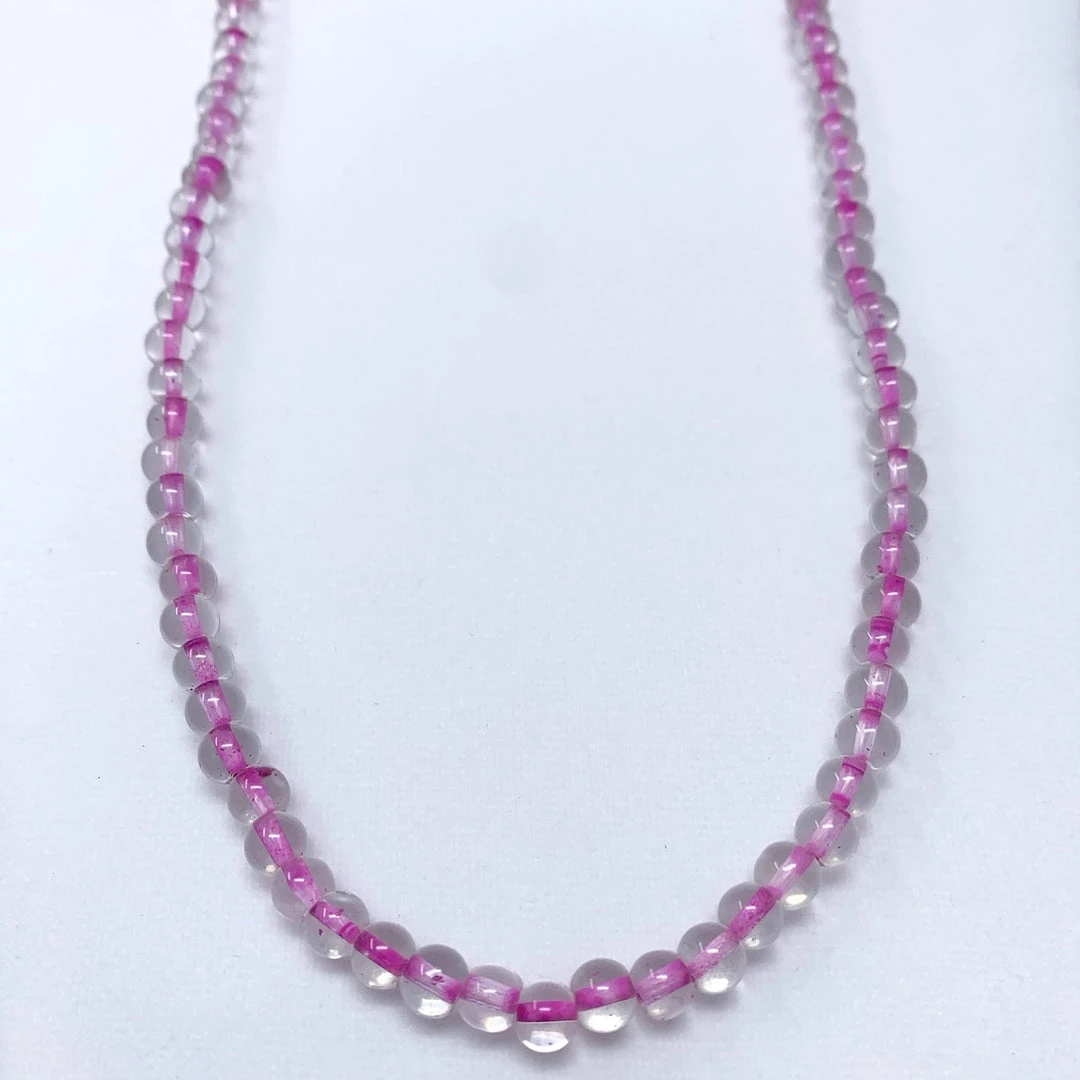 Mardi Gras Spot 27" Clear/Pink Glass Bead Necklace (Dozen) Beads 6 Mardi Gras Spot 27" Clear/Pink Glass Bead Necklace (Dozen) Beads