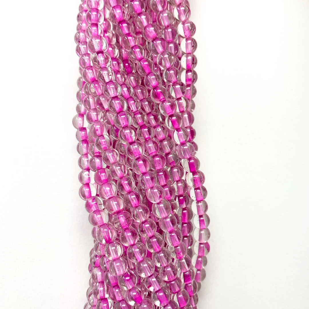 Mardi Gras Spot 27" Clear/Pink Glass Bead Necklace (Dozen) Beads 7 Mardi Gras Spot 27" Clear/Pink Glass Bead Necklace (Dozen) Beads