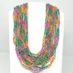 Mardi Gras Spot 27" Pastel Pink/Green/Orange Glass Bead Necklace (Dozen) Beads
