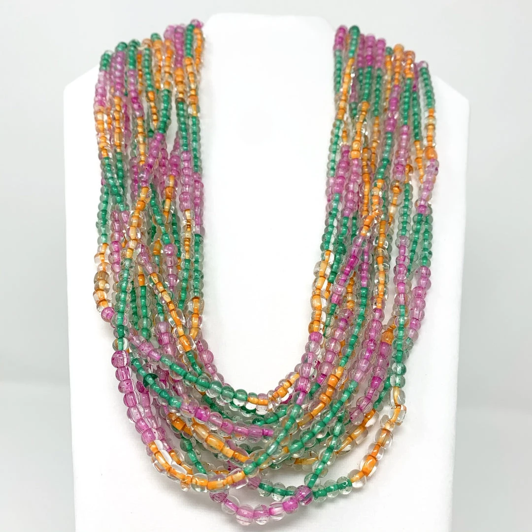 Mardi Gras Spot 27" Pastel Pink/Green/Orange Glass Bead Necklace (Dozen) Beads 4 Mardi Gras Spot 27" Pastel Pink/Green/Orange Glass Bead Necklace (Dozen) Beads