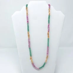 Mardi Gras Spot 27" Pastel Pink/Green/Orange Glass Bead Necklace (Dozen) Beads 10 Mardi Gras Spot 27