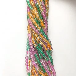 Mardi Gras Spot 27" Pastel Pink/Green/Orange Glass Bead Necklace (Dozen) Beads 11 Mardi Gras Spot 27