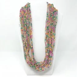 Mardi Gras Spot 27" Pink, Green And Clear Glass Bead Necklace (Dozen) Beads