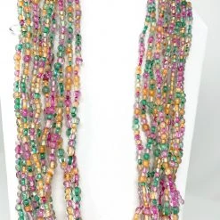 Mardi Gras Spot 27" Pink, Green And Clear Glass Bead Necklace (Dozen) Beads 9 Mardi Gras Spot 27
