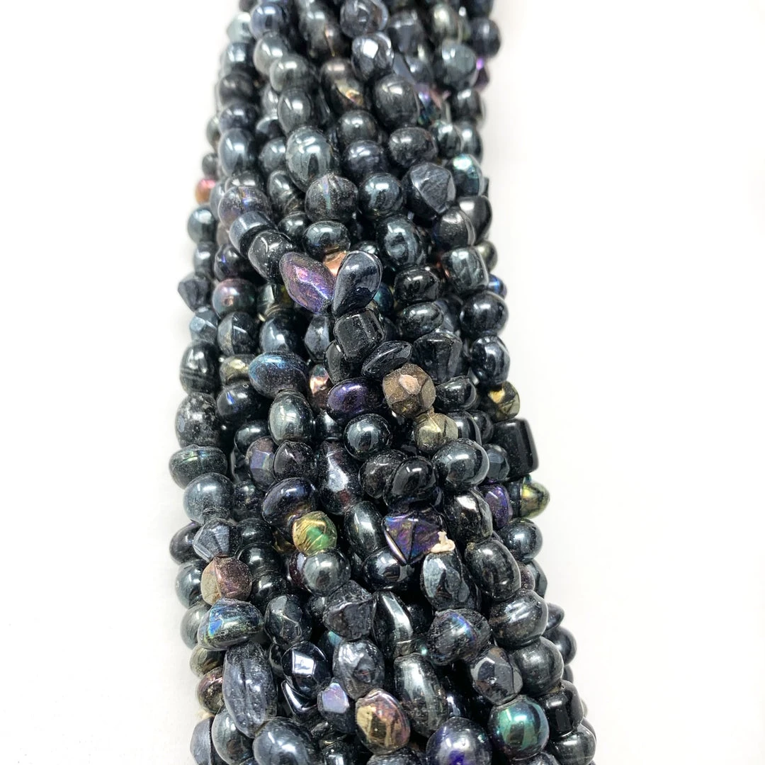 Mardi Gras Spot Beads 27" Large Opalescent Metallic Glass Bead Necklace (Dozen) 7 Mardi Gras Spot Beads 27" Large Opalescent Metallic Glass Bead Necklace (Dozen)